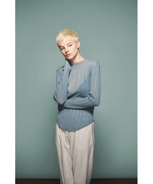 RIM.ARK ニット セーター Linen mix sheer L/S tops リネンミックス
