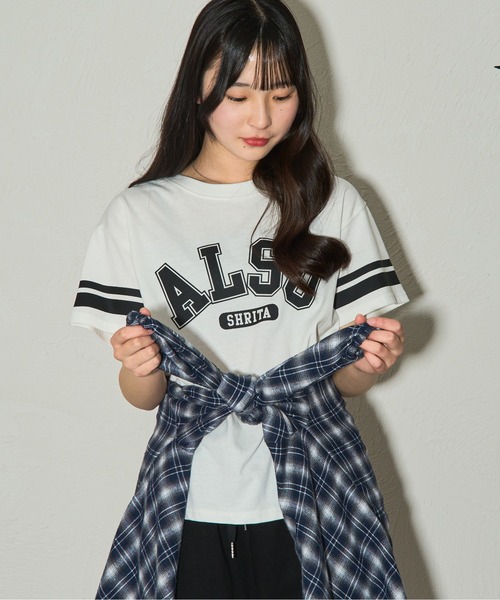 shrita tシャツ カレッジロゴTシャツ「低身長さん向けSサイズ