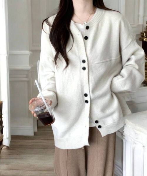 COMON＋（コモンプラス） カーディガン カシミアタッチ ダブルボタン