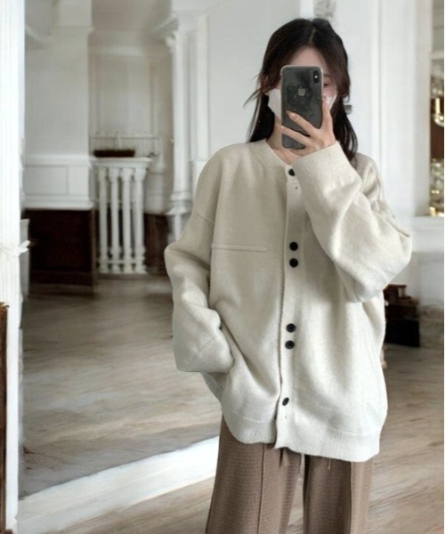 COMON＋（コモンプラス） カーディガン カシミアタッチ ダブルボタン