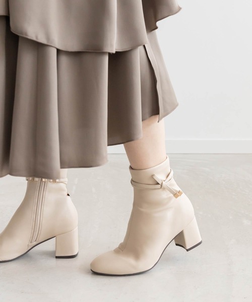 RANDA（ランダ） ブーツ 2WAYリボンベルトショートブーツ レディース