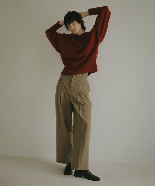 MANOF（マノフ） スラックス パンツ WIDE TUCK PANTS レディース