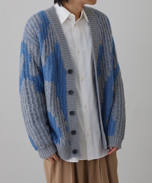 NUNIFE カーディガン 「UNISEX」もや柄ジャガードカーディガン