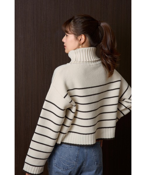 Her lip to ニット セーター Striped Turtleneck Knit Pullover