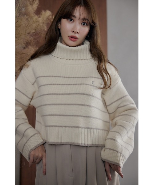 ニット/セーター Her lip to - herlipto  Turtleneck Knit Pullover Her lip to ニット セーター Striped Turtleneck Knit Pullover