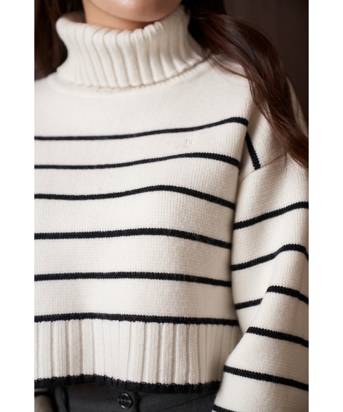 Her lip to ニット セーター Striped Turtleneck Knit Pullover