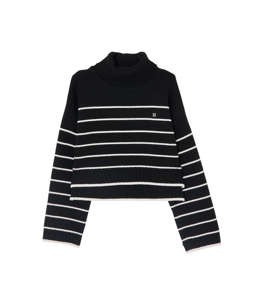 Her lip to ニット セーター Striped Turtleneck Knit Pullover