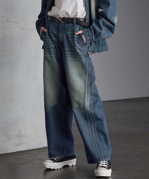 Vintage デザイン デニムパンツ 古着 SERACE ジーンズ 「SERACE」Vintage design curved denim pants