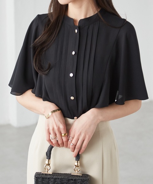 RANAN（ラナン） ブラウス シャツ 「接触冷感」ピンタックフレア袖