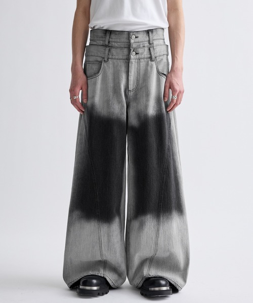 【R13】ダブルループベンティジーンズ Nebula Fusion ジーンズ 13oz denim double drawst baggy calf