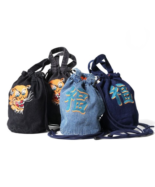 HOUSTON 虎刺繍 ショルダーバッグ F 黒 S HOUSTON ショルダーバッグ バッグ ヒューストン TIGER DRAGON