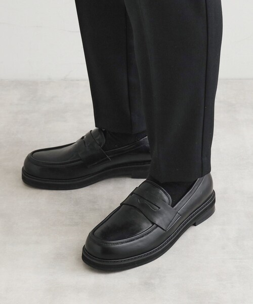 TAKEO KIKUCHI 黒スラックス Lサイズ TAKEO KIKUCHI スラックス サイドゴアウエスト ストレートパンツ
