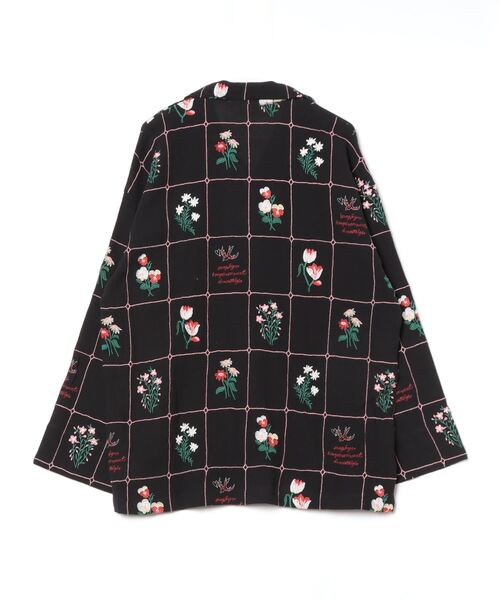 「ROSE BUD」 長袖シャツ ONE SIZE ブラック レディース ROSE BUD tシャツ (OKIRAKU×ROSEBUD)スリーブプリントロンT