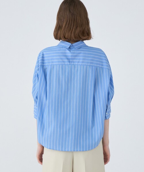 MACPHEE◆長袖シャツ/36/コットン/BLU/12-01-24-01105 MACPHEE(マカフィー) コットンモールスキン バンドカラー