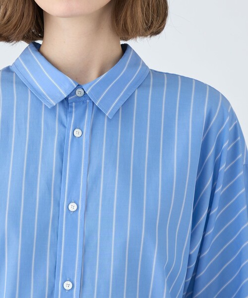 MACPHEE◆コットンブロード ドルマンスリーブシャツ/36/コットン/BLU/ストライプ/12-01-52-01402 MACPHEE ブラウス シャツ コットンブロード ドルマンスリーブ