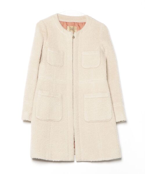 NOBLE ベージュ ノーカラー ロングコート Noble（ノーブル）｜ノーカラーコート（ベージュ系）一覧 - WEAR