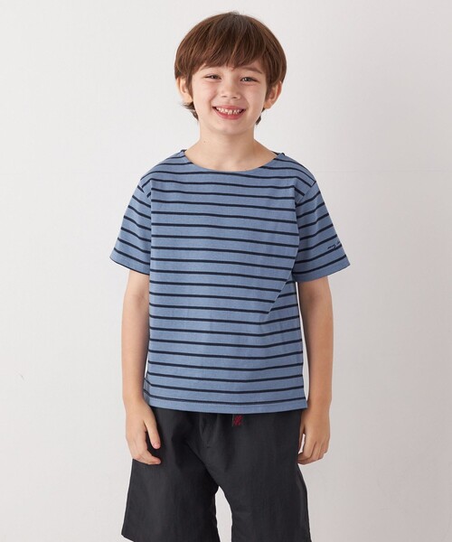 SHIPS any tシャツ any: マリンボーダー ボートネック Tシャツ「KIDS