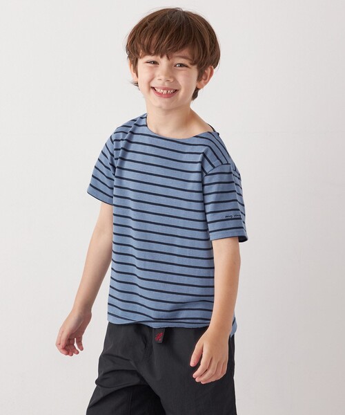SHIPS any tシャツ any: マリンボーダー ボートネック Tシャツ「KIDS