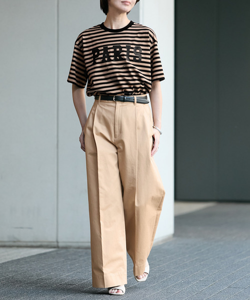 LANDLORD ベージュ ワイドシルエット チノパン VERMEIL par iena チノパン チノワイドパンツ レディース