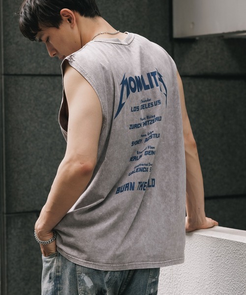 Y's ラップデザイン　タンクトップ Legit タンクトップ DIGITAL NOISE TANK TOP SALMON/PURP