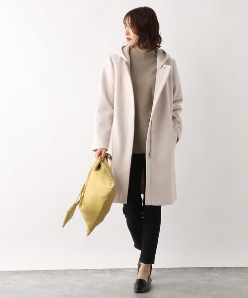 「GLOBAL WORK」 ノーカラーコート MEDIUM アッシュブラウン レディース_画像2