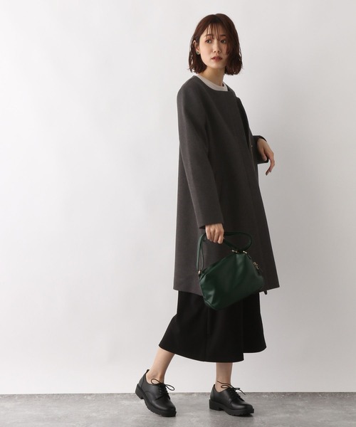 「GLOBAL WORK」 ノーカラーコート MEDIUM アッシュブラウン レディース_画像6