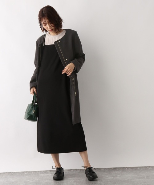 「GLOBAL WORK」 ノーカラーコート MEDIUM アッシュブラウン レディース_画像7