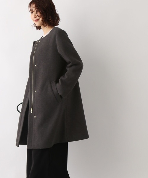 「GLOBAL WORK」 ノーカラーコート MEDIUM アッシュブラウン レディース_画像9
