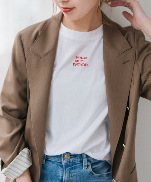 Spick＆Span tシャツ 「追加」メッセージロゴTシャツ レディース