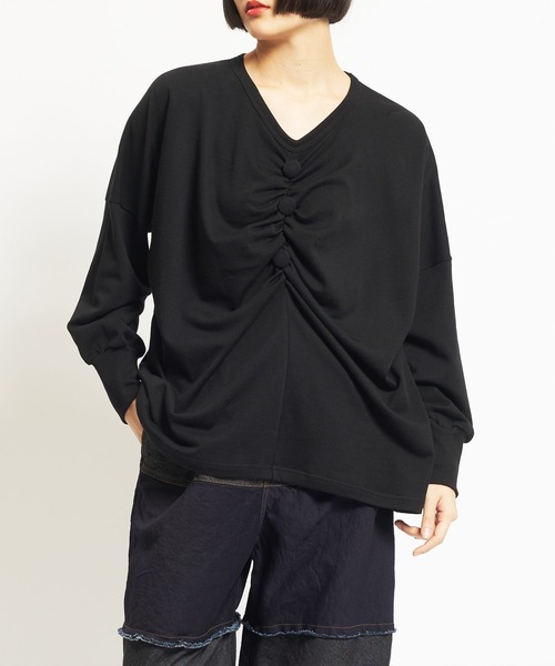 tシャツ 60/-ファイン裏毛　ギャザーＴ レディース メンズ