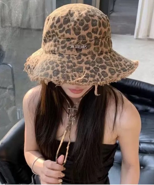 meJane（ミージェーン） 帽子 ハット レオパード柄 フリンジバケット