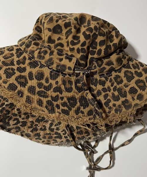 meJane（ミージェーン） 帽子 ハット レオパード柄 フリンジバケット