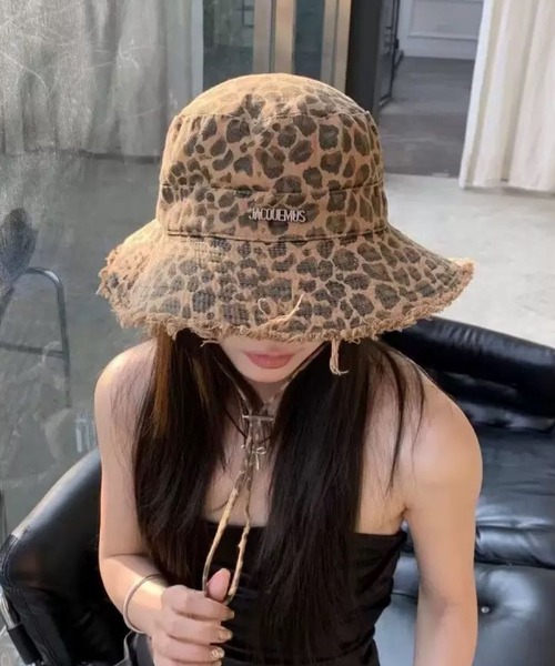 meJane（ミージェーン） 帽子 ハット レオパード柄 フリンジバケット