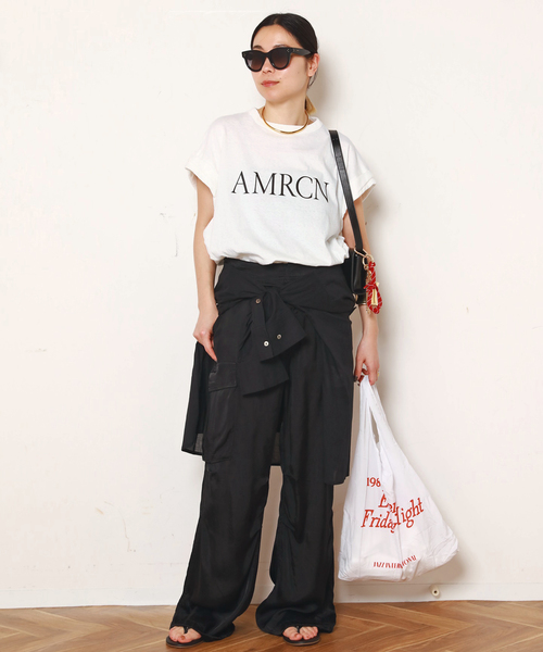 AMERICANA/アメリカーナ】 AMRCN ロールアップTシャツ（Tシャツ