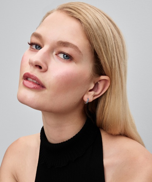 PANDORA（パンドラ） フープ ピアス ライトブルー フープピアス