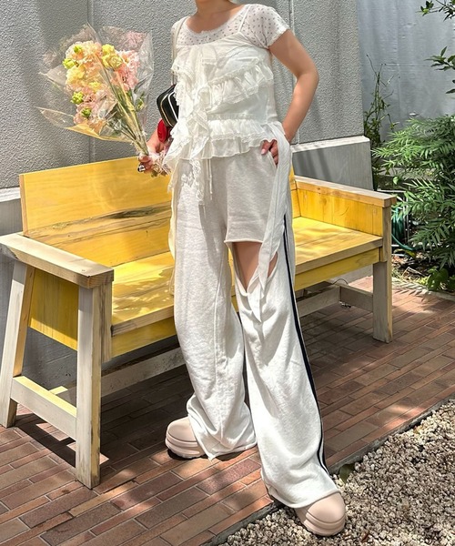 ブラウス シャツ フリフリとぴろんのキャミ レディース Alley Tokyo ブラウス シャツ フリフリとぴろんのキャミ