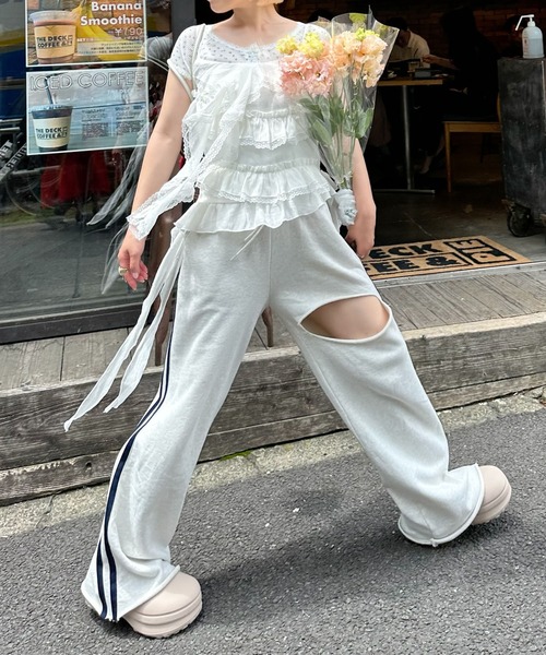 ブラウス シャツ フリフリとぴろんのキャミ レディース Alley Tokyo ブラウス シャツ フリフリとぴろんのキャミ
