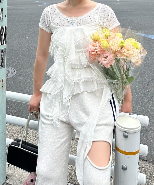 ブラウス シャツ フリフリとぴろんのキャミ レディース Alley Tokyo ブラウス シャツ フリフリとぴろんのキャミ