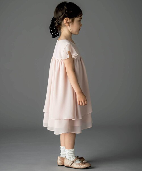 ドレス 発表会 卒園式 入学式 梨地リボン付け襟2WAYドレス(90〜130cm) キッズ 子供服 女の子の画像