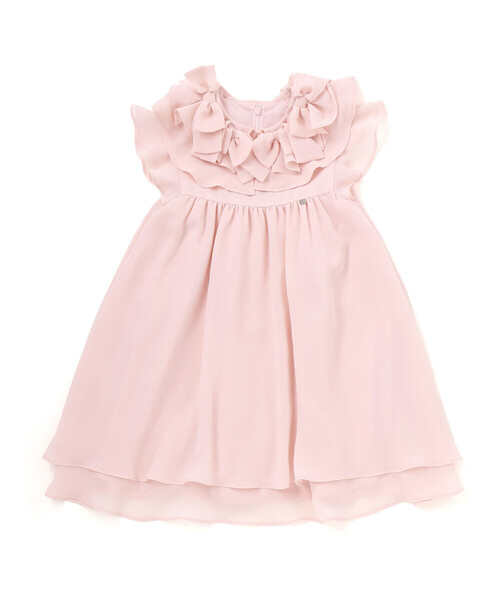 ドレス 発表会 卒園式 入学式 梨地リボン付け襟2WAYドレス(90〜130cm) キッズ 子供服 女の子の画像