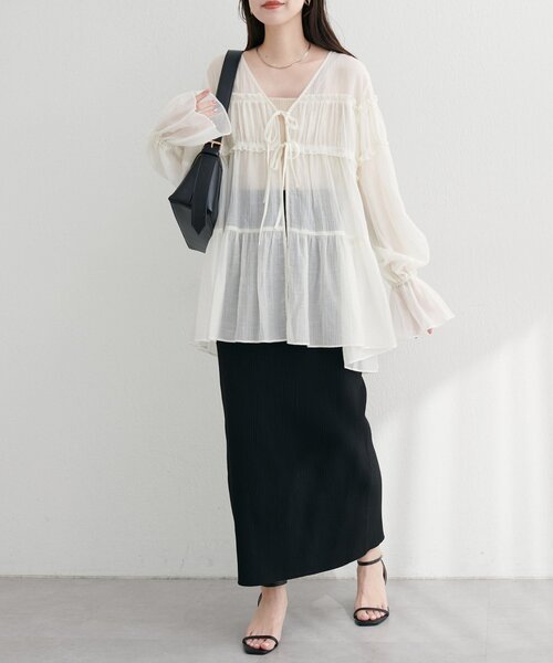 natural couture ブラウス シャツ 「WEB限定」ギャザーティアード