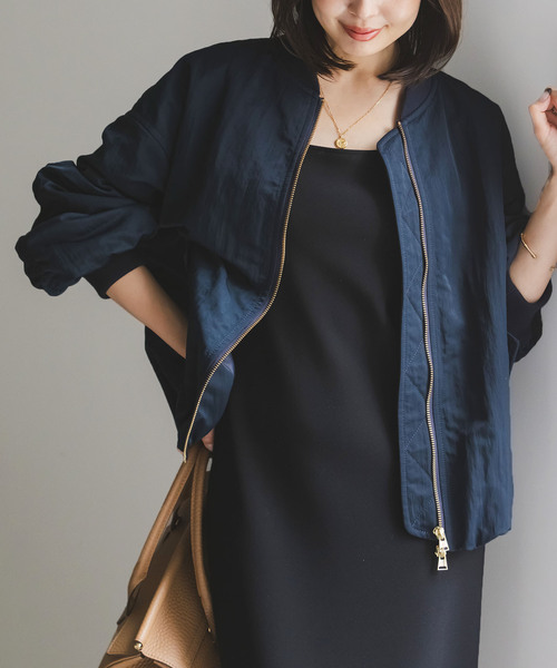 NOBLE　ノーブル　ラムレザー　MA-1 ブルゾン　ダブルファスナー 中古・古着通販】Noble (ノーブル) ラムレザーMA-1ブルゾン アウター