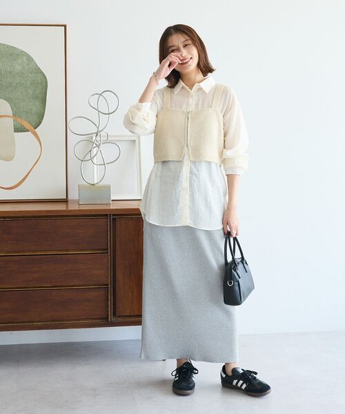 Green Parks（グリーンパークス） スカート 楽ちんIラインリブスカート