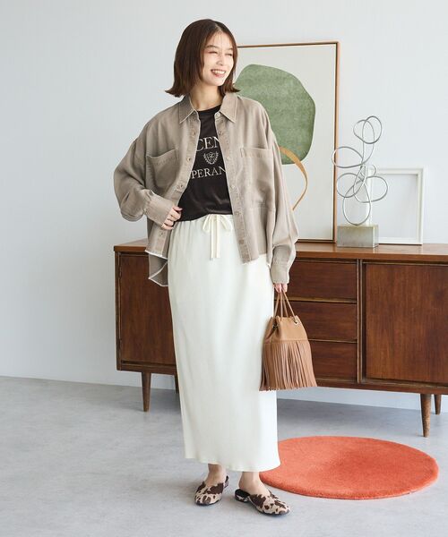 Green Parks（グリーンパークス） スカート 楽ちんIラインリブスカート