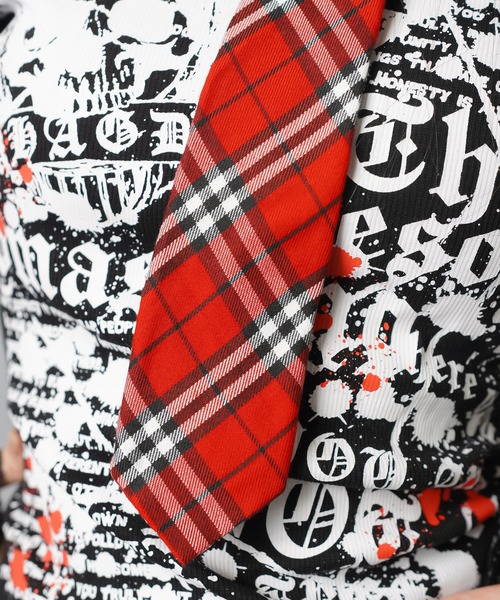 SPINNS（スピンズ） ネクタイ チェック柄ネクタイ付き合皮チョーカー