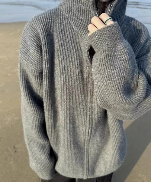 CELENA BEATS パーカー ダブルジップ フード付き ニット パーカー