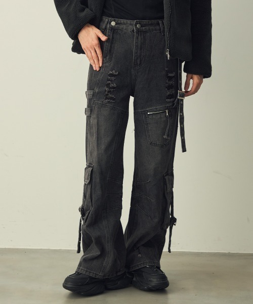 Shoowtime（ショウタイム） ジーンズ Belt Strap Distressed Cargo 