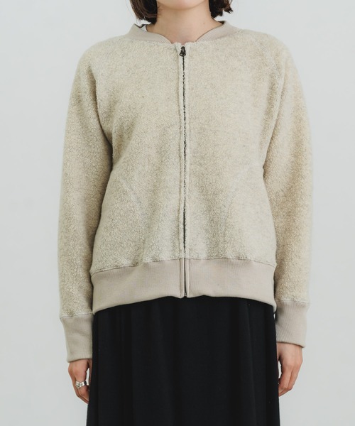 quadro ブルゾン アウター リサイクル紡毛パイルリブブルゾン