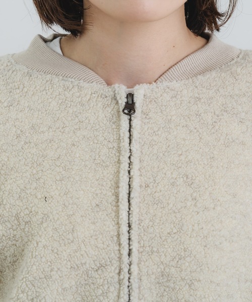 quadro ブルゾン アウター リサイクル紡毛パイルリブブルゾン