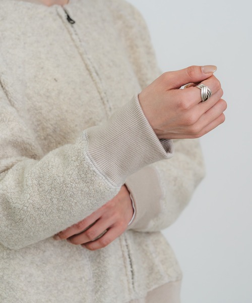 quadro ブルゾン アウター リサイクル紡毛パイルリブブルゾン